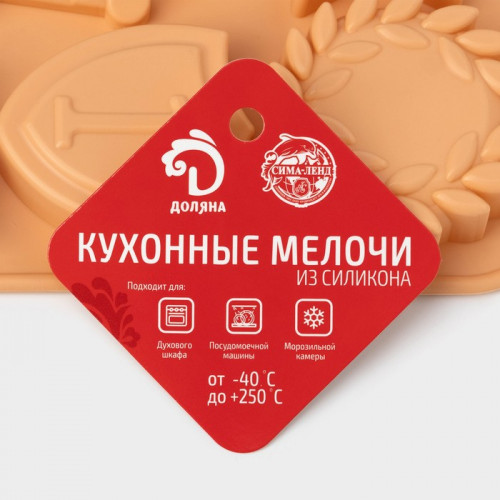 Форма для шоколада Доляна «Чемпион», силикон, 12 ячеек, 24×16×2 см, персиковая Доляна