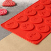 Форма силиконовая для украшений Доляна «Новогодние кружочки», 29,8×17,5 см, 14 ячеек (d=5 см), цвет красный Доляна