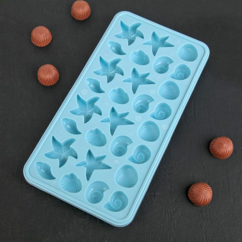Форма для льда и шоколада «Морское дно», 28×14,5 см, 28 ячеек, цвет МИКС (производитель не указан)