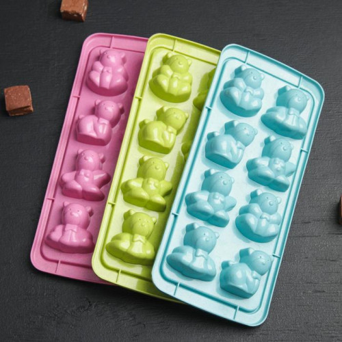 Форма для льда и шоколада «Зверята», 8 ячеек, 25×11×2,5 см, цвет МИКС (производитель не указан)