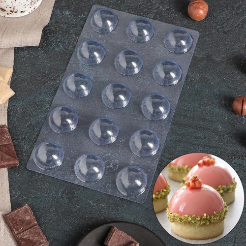 Форма для шоколада и конфет «Полусфера», 22×13 см, 15 ячеек, d=3 см (производитель не указан)