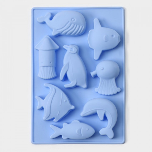 Форма для конфет и шоколада Доляна «Морская», силикон, 14×9.5 см, 8 ячеек, голубая Доляна