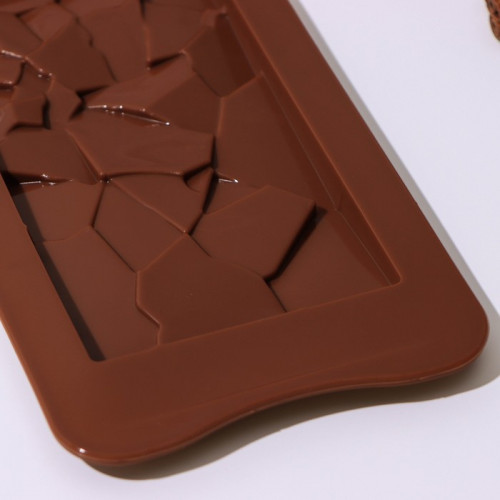 Форма для шоколада Доляна «Дробленый шоколад», 21,2×10,6×1 см, цвет коричневый Доляна