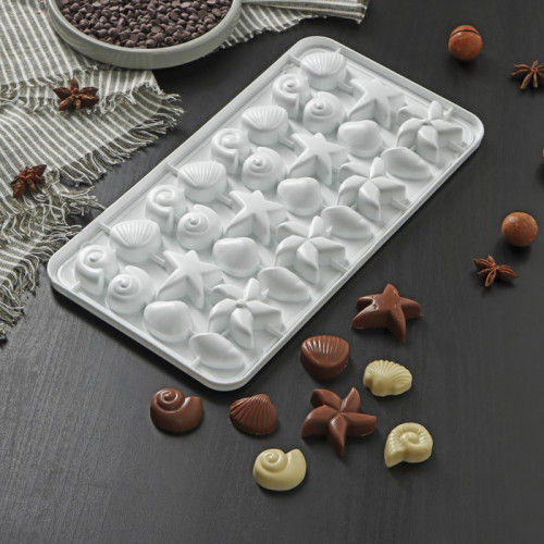 Форма для льда и шоколада «Морское дно», 28×14,5 см, 28 ячеек, цвет МИКС (производитель не указан)