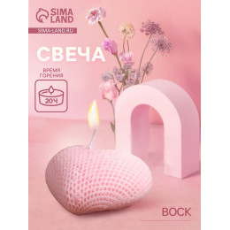 Свеча фигурная формовая «Сердце в сеточку», 4×6×3 см, соевый воск, МИКС