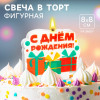 Свеча для торта «С днем рождения», 8×8 см, Чебурашка ЧЕБУРАШКА