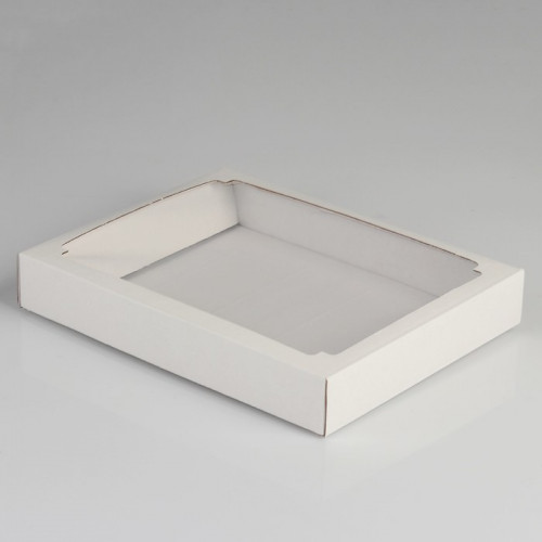 Коробка сборная, крышка-дно, с окном, белая, 26 х 21 х 4 см (производитель не указан)