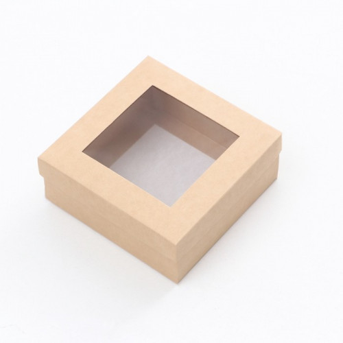 Коробка складная, крышка-дно, с окном, крафтовая, 12 х 12 х 5 см UPAK LAND