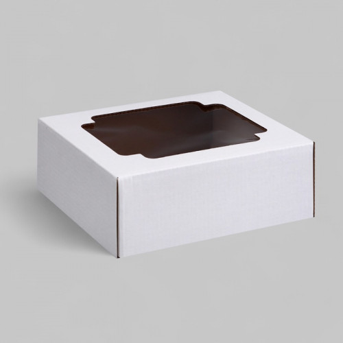 Коробка сборная без печати крышка-дно белая с окном 14.5×14.5×6 см (производитель не указан)