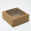 Коробка сборная без печати крышка-дно бурая с окном 14,5 х 14,5 х 6 см (производитель не указан)