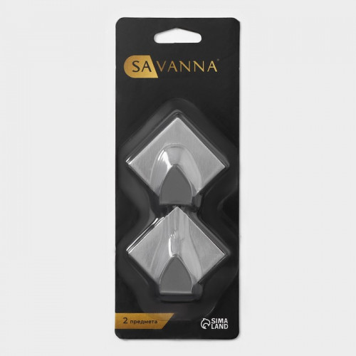 Крючки самоклеящиеся SAVANNA «Ромб», 2 шт., металл, 4.5×4.8×2 см, хромированные SAVANNA
