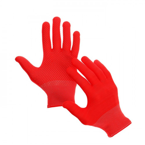 Перчатки, х/б, с нейлоновой нитью, с ПВХ точками, размер 8, красные, «Точка», Greengo Greengo