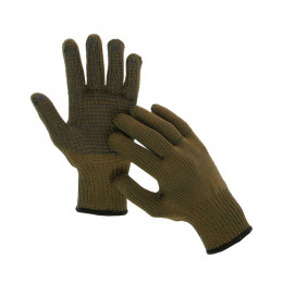 Перчатки, х/б, вязка 7 класс, 5 нитей, 3-слойные, размер 10, с ПВХ протектором, зелёные, «Олива»