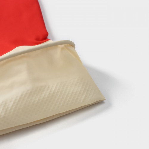 Перчатки хозяйственные плотные Доляна, латекс, размер XL, 53 г, цвет красный Доляна