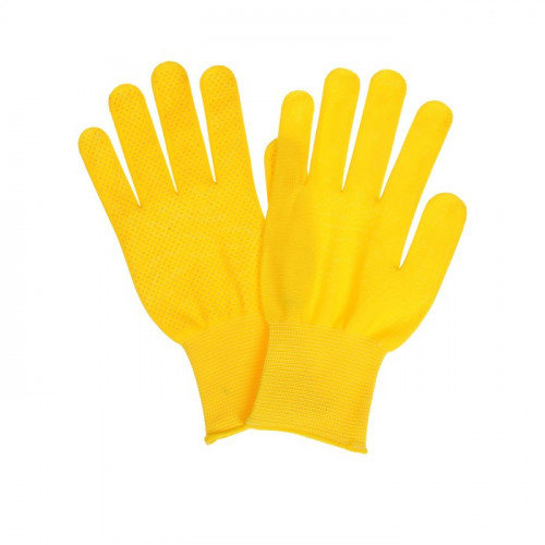 Перчатки, х/б, с нейлоновой нитью, с ПВХ точками, размер 9, жёлтые, «Точка» Greengo