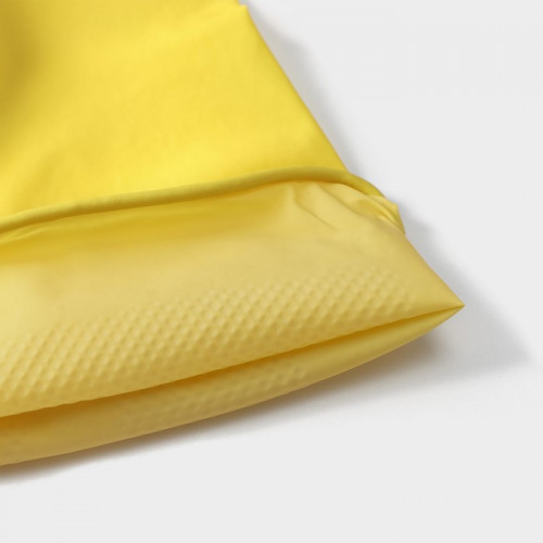 Перчатки хозяйственные латексные Доляна, размер L, 33 г, ХБ напыление, цвет жёлтый Доляна