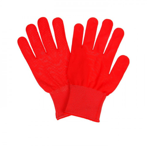 Перчатки, х/б, с нейлоновой нитью, с ПВХ точками, размер 8, красные, «Точка», Greengo Greengo