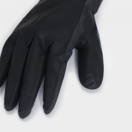 Перчатки хозяйственные латексные Доляна, размер L, защитные, химически стойкие, 60 гр, цвет чёрный Доляна