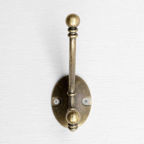 Крючок мебельный КМ213AB, двухрожковый, цвет бронза ТУНДРА