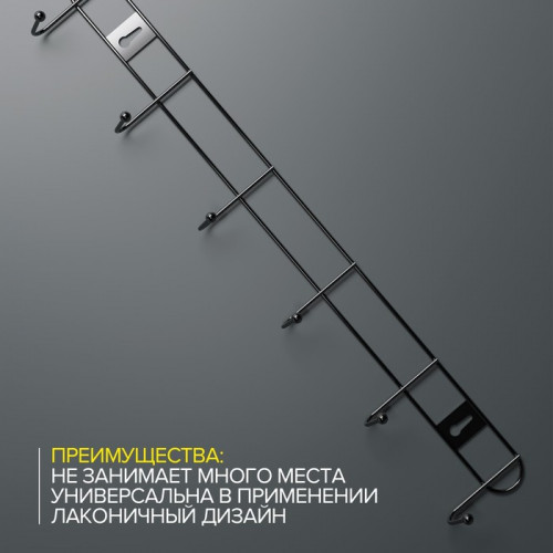 Вешалка настенная на 6 крючков Доляна «Лето», 33×3,5×5 см, цвет серебряный Доляна