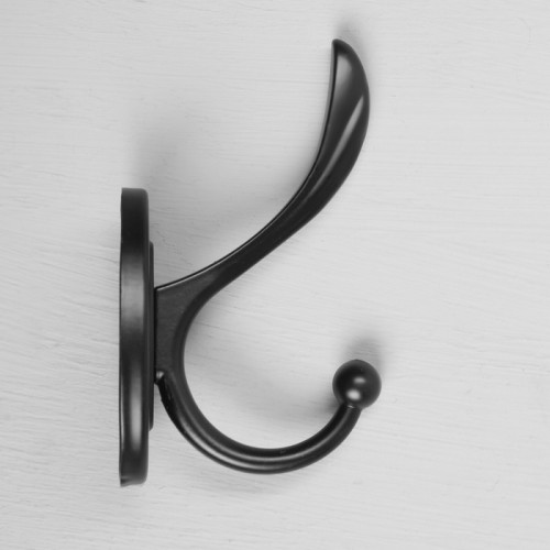 Крючок мебельный KMC005BL CAPPIO, двухрожковый, цвет черный CAPPIO