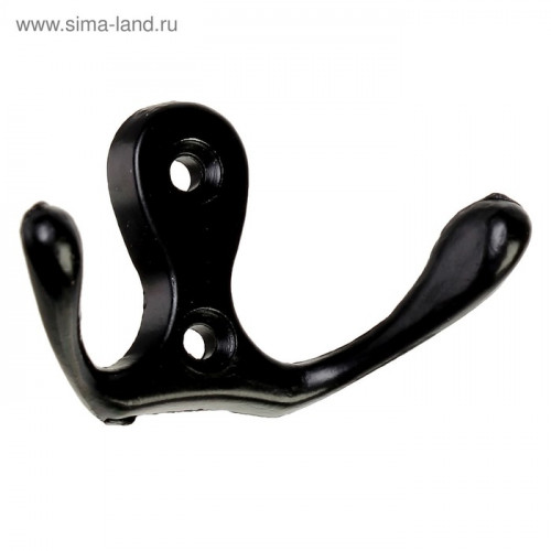 Крючок мебельный ТУНДРА TKd=003, двухрожковый, черный, 5 шт. TMP ТУНДРА
