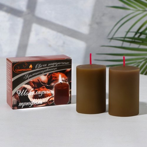 Набор свечей-столбиков 2 шт, 4х6 см, шоколадный трюфель (производитель не указан)