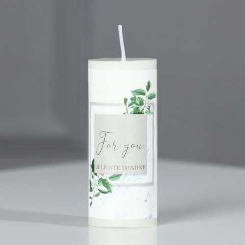 Свеча-столбик интерьерная «For you», аромат жасмин, 3 x 7,5 см (производитель не указан)