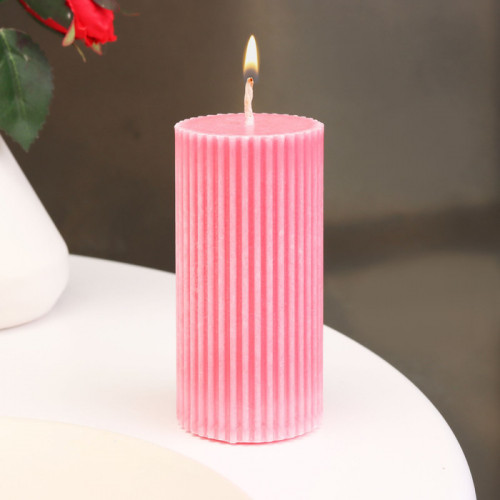 Свеча-цилиндр с гранями, 5х10 см, розовая, 6 ч Дарим Красиво