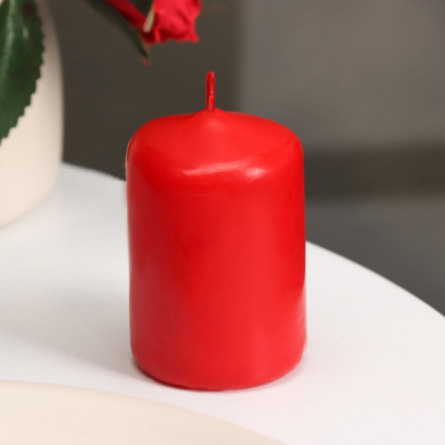 Свеча - цилиндр, 4х6 см, 9 ч, красный Дарим Красиво