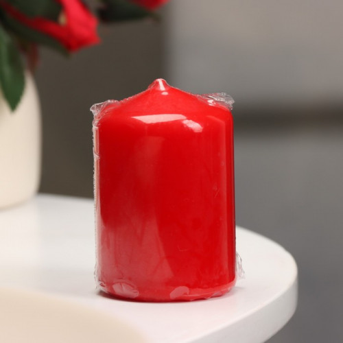 Свеча - цилиндр, 4х6 см, 9 ч, красный Дарим Красиво