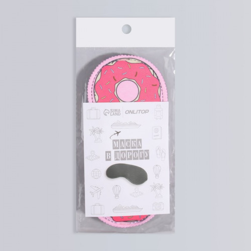 Маска для сна «Пончики» 19,5 × 8,5 см, резинка одинарная, цвет розовый ONLITOP