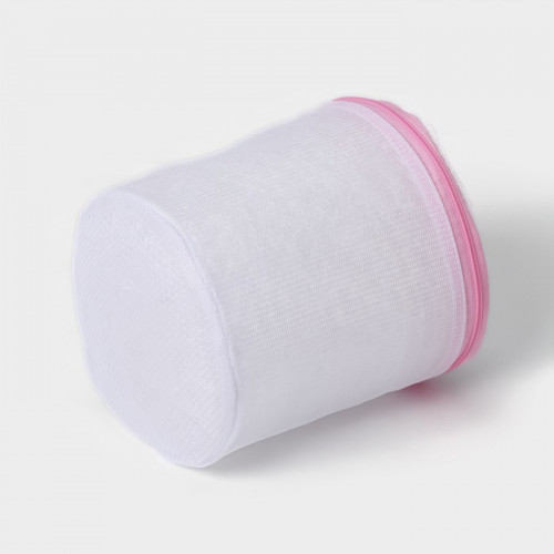Мешок для стирки белья с диском Доляна, 15×15×19 см, мелкая сетка, цвет белый Доляна