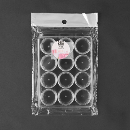 Контейнер для рукоделия, 12 баночек d = 2,3 см, 12,5 × 9,5 × 2 см, цвет прозрачный Арт Узор