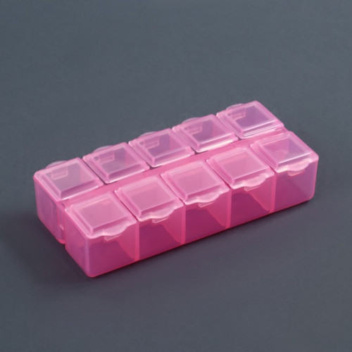 Органайзер для декора, 10 ячеек, 8,7 × 4,3 × 2 см, цвет розовый Queen fair