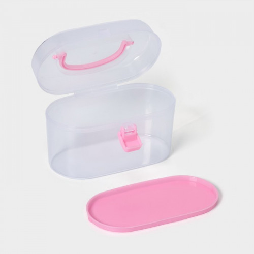 Органайзер для хранения пластиковый со вставкой, 12×7,5×7,5 см, цвет розовый (производитель не указан)