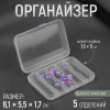 Органайзер для рукоделия, 5 отделений, 8.1×5.5×1.7 см, прозрачный Арт Узор