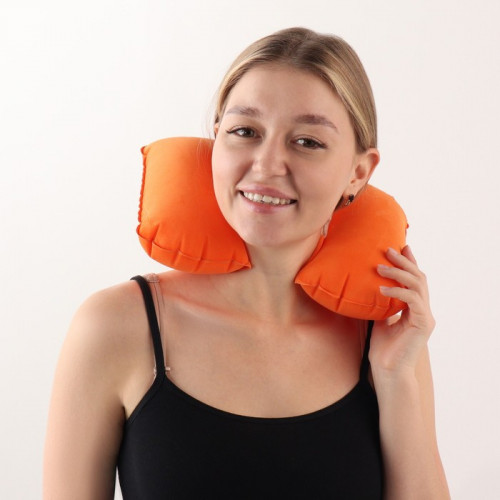 Подушка для шеи дорожная, надувная, 38 × 24 см, цвет оранжевый ONLITOP