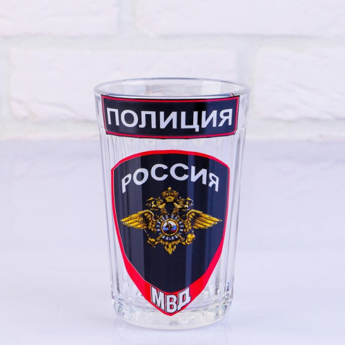 Стакан граненый «Полиция МВД», 250 мл (производитель не указан)
