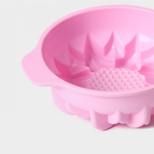 Форма силиконовая для выпечки Доляна «Подсолнух», 15,3×13 см, с ручками, цвет розовый Доляна