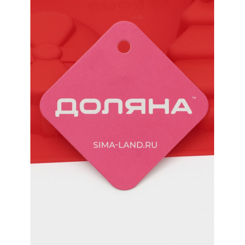 Форма для выпечки Доляна «Новый год. Праздник к нам приходит», силикон, 26×17.5 см, 6 ячеек, красная Доляна