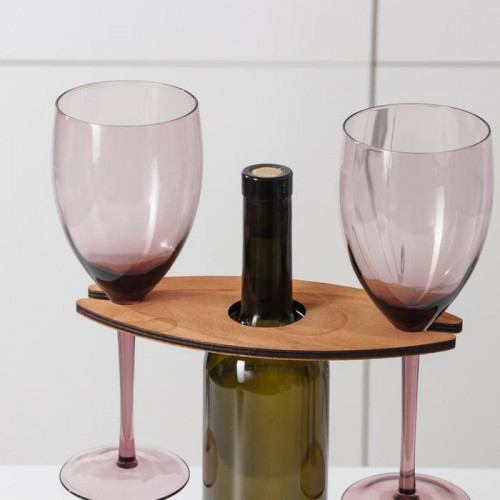 Подставка для вина и двух бокалов, 10×22×1 см Доляна