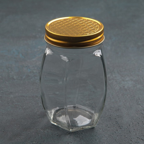 Баночка стеклянная для мёда и варенья «Соты», 400 мл, 8×12 см (производитель не указан)