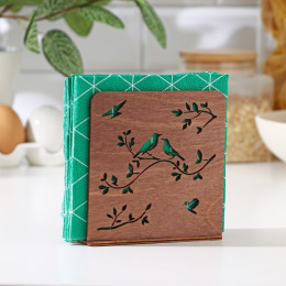 Салфетница деревянная «Весенняя сказка», 12×12×5,5 см, цвет коричневый