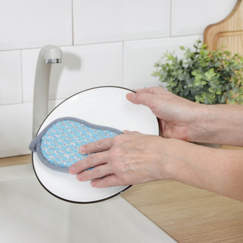 Губка для мытья посуды Доляна, 15×9 см, микрофибра, скрабер, цвет МИКС Доляна