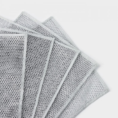 Салфетка для мытья посуды, металлическая, однослойная, 5 шт., 19×19 см (производитель не указан)