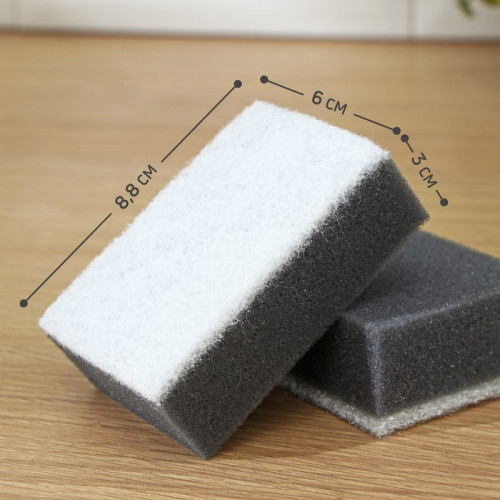 Набор губок для посуды Raccoon, 5 шт, с частицами угля, 8,8×6×3 см, цвет серый Raccoon