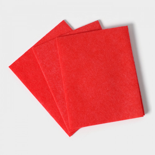 Салфетки вискозные универсальные Доляна, тряпки для уборки, 3 шт, 30×38 см, цвет красный Доляна