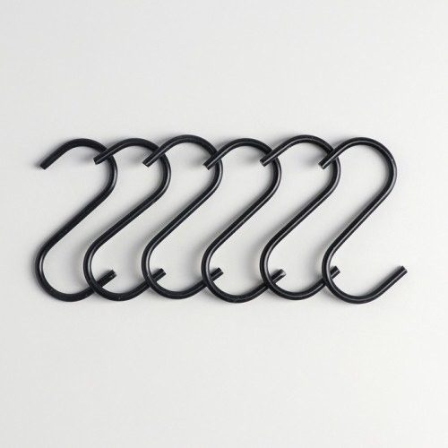 Набор крючков для рейлинга Доляна, d=2,2 см, 7 см, 6 шт, цвет чёрный Доляна