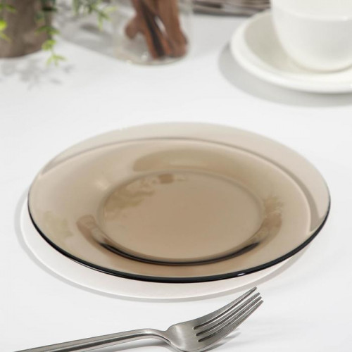 Тарелка десертная стеклянная «Уоркшоп Броунз», d=20 см, цвет коричневый Paşabahçe